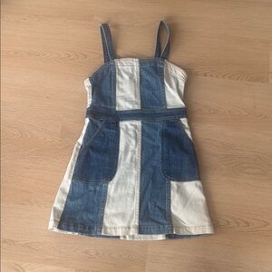 Denim Patchwork Dress with Straps
